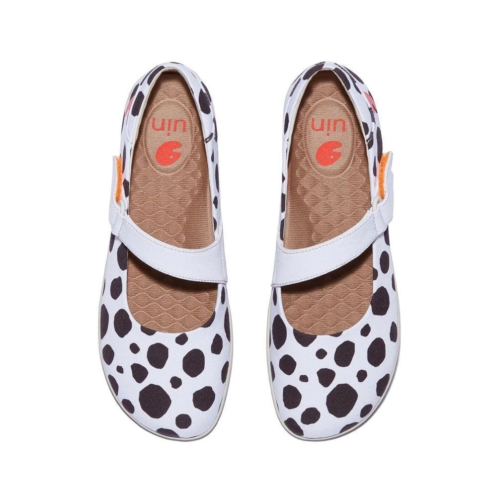 UIN Women's Flats Slip On Casual Comfort Loafers (Spotted Dog- Illetes III)